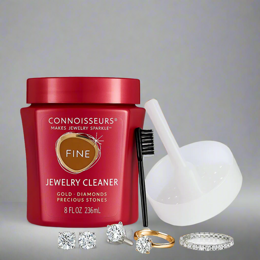 Jewelry Cleaner Solution with Dip Tray and Brush for Fine Jewelry Care and Maintenance