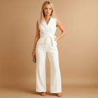 Wrap Jumpsuit for Women with Tailored Fit and Wide Legs