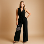 Wrap Jumpsuit for Women with Tailored Fit and Wide Legs
