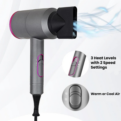 Ionic Hair Dryer with Diffuser | Lightweight, Quiet & Powerful Hair Dryer for Curls, Frizz Control & Fast Drying – Professional Styling Tool