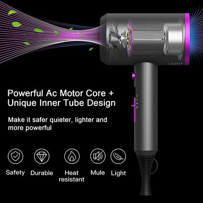 Ionic Hair Dryer with Diffuser | Lightweight, Quiet & Powerful Hair Dryer for Curls, Frizz Control & Fast Drying – Professional Styling Tool