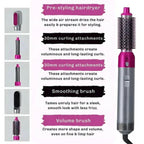 5-in-1 Hair Styler & Curling Iron | Hot Air Brush Multistyler with Attachments for Waves, Volume & Curls – Fast Heat, Easy for Beginners