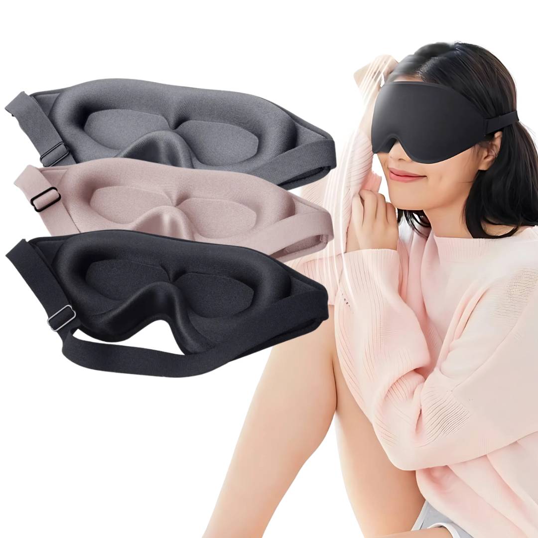 3D Light Blocking Sleep Eye Mask with Adjustable Strap for Travel, Meditation, Insomnia Relief, and Deep Sleep