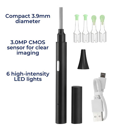 Earwax Removal Tool with LED Camera | Safe, Soft Tips for Gentle Ear Cleaning and Monitoring Ear Health