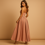 Women's Chiffon Dress with Asymmetric Shoulder - Lightweight, Stylish Evening Wear, Ideal for Parties and Special Occasions