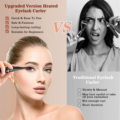 Heated Electric Eyelash Curler | 3 Temperature Modes, Quick Heating & USB Rechargeable for Natural and False Lashes