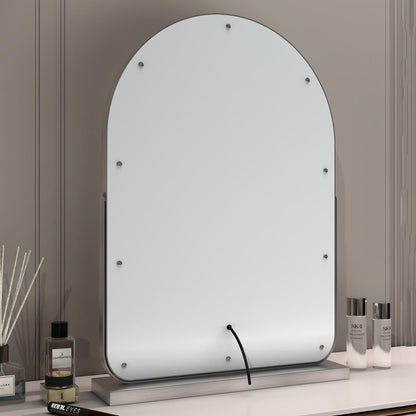 Large Arched Vanity Mirror with 17 LED Bulbs | Dimmable Brightness, 3 Light Modes & USB Charging for Makeup and Dressing Tables