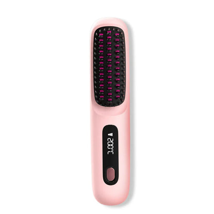 Wireless Heated Hair Brush | Customizable Heat Settings & Safe for All Hair Types, Perfect for Travel and On-the-Go Styling
