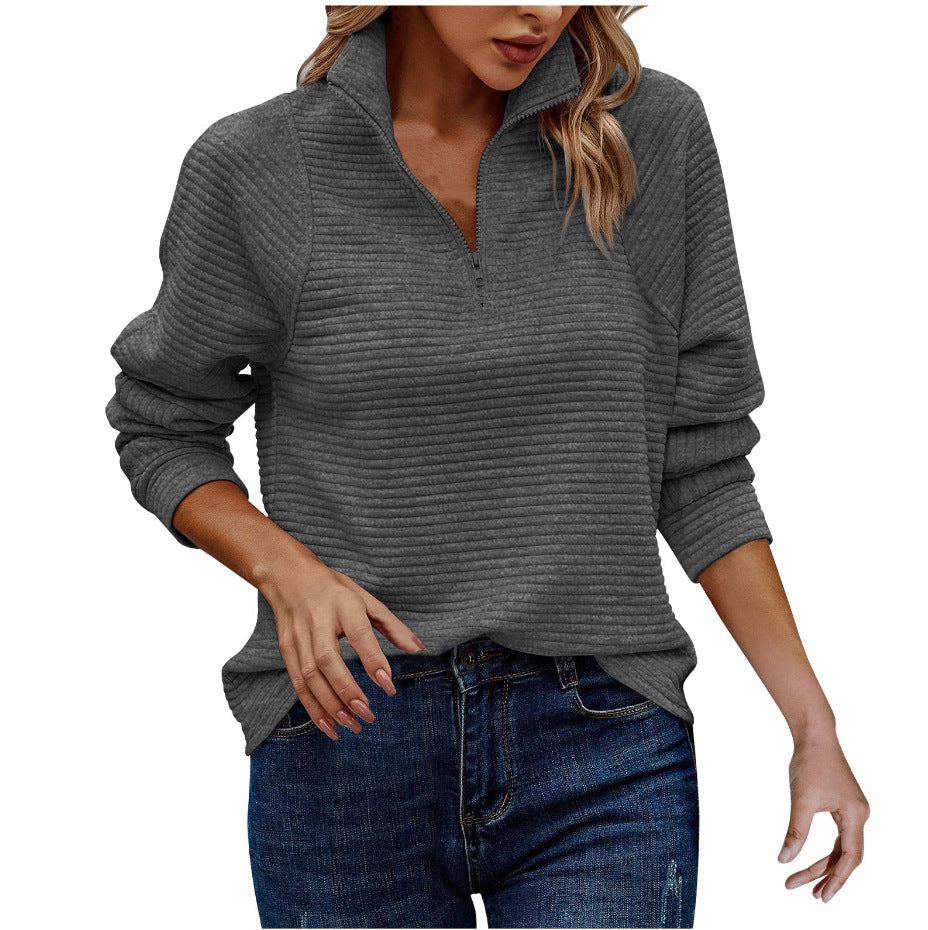 Striped Zip-Up Jumper for Women | Cooling, Breathable Material & Perfect for Casual Wear