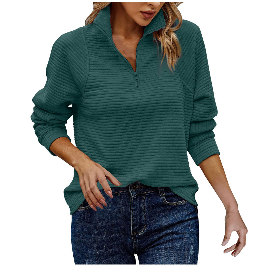 Striped Zip-Up Jumper for Women | Cooling, Breathable Material & Perfect for Casual Wear