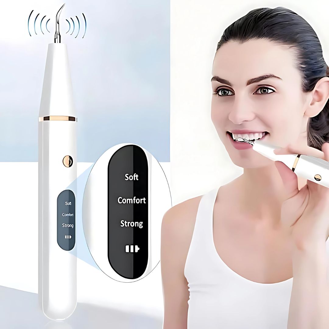 Ultrasonic Teeth Cleaner - Plaque Remover for Deep Cleaning & Tartar Removal at Home - Dental Hygiene Tool for Teeth Polishing