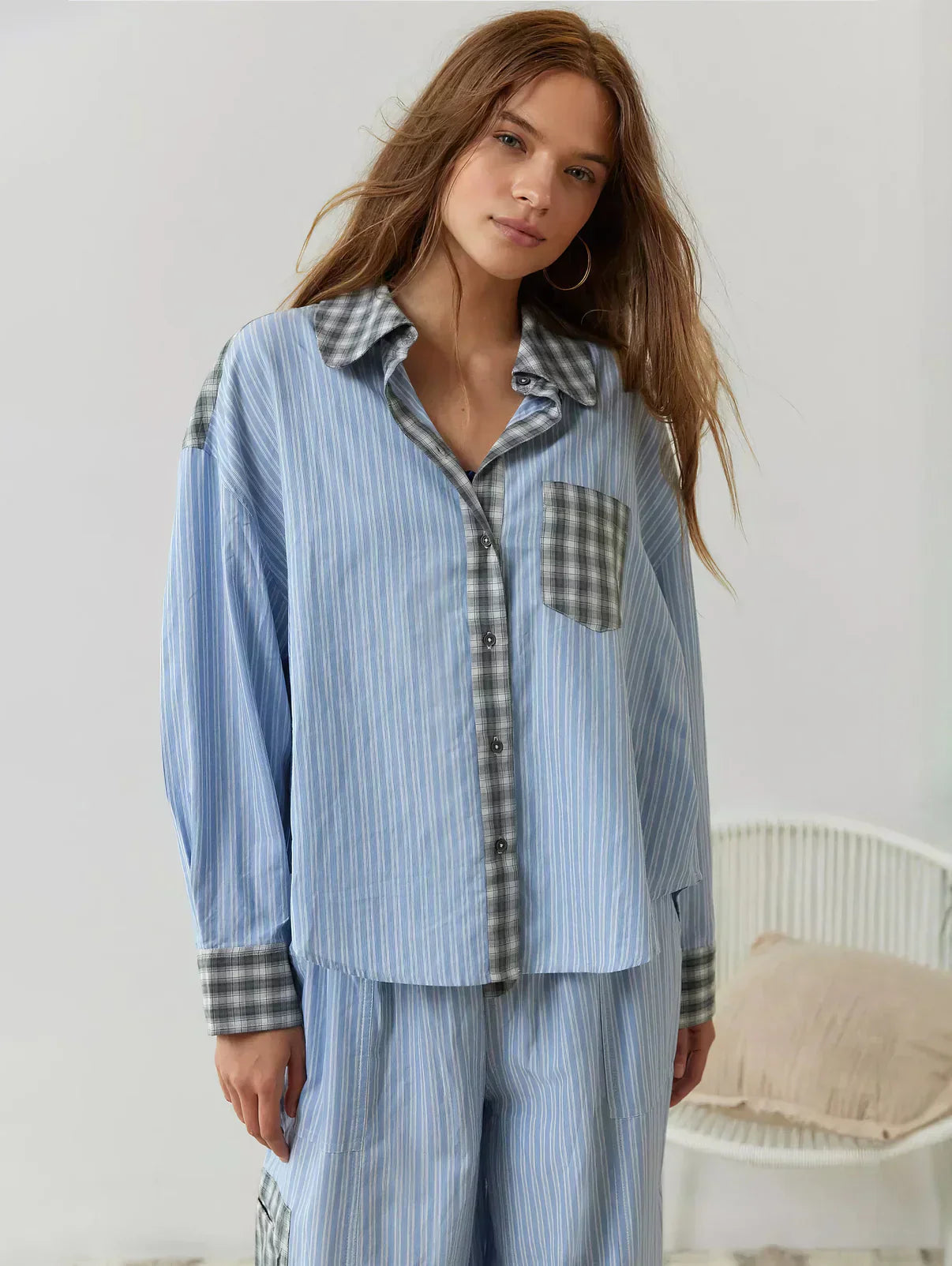Women's Relaxed Fit 2-Piece Pyjama Set | Long Sleeve Button Shirt & Trousers for Sleeping, Lounging & Casual Mornings at Home