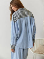 Women's Relaxed Fit 2-Piece Pyjama Set | Long Sleeve Button Shirt & Trousers for Sleeping, Lounging & Casual Mornings at Home