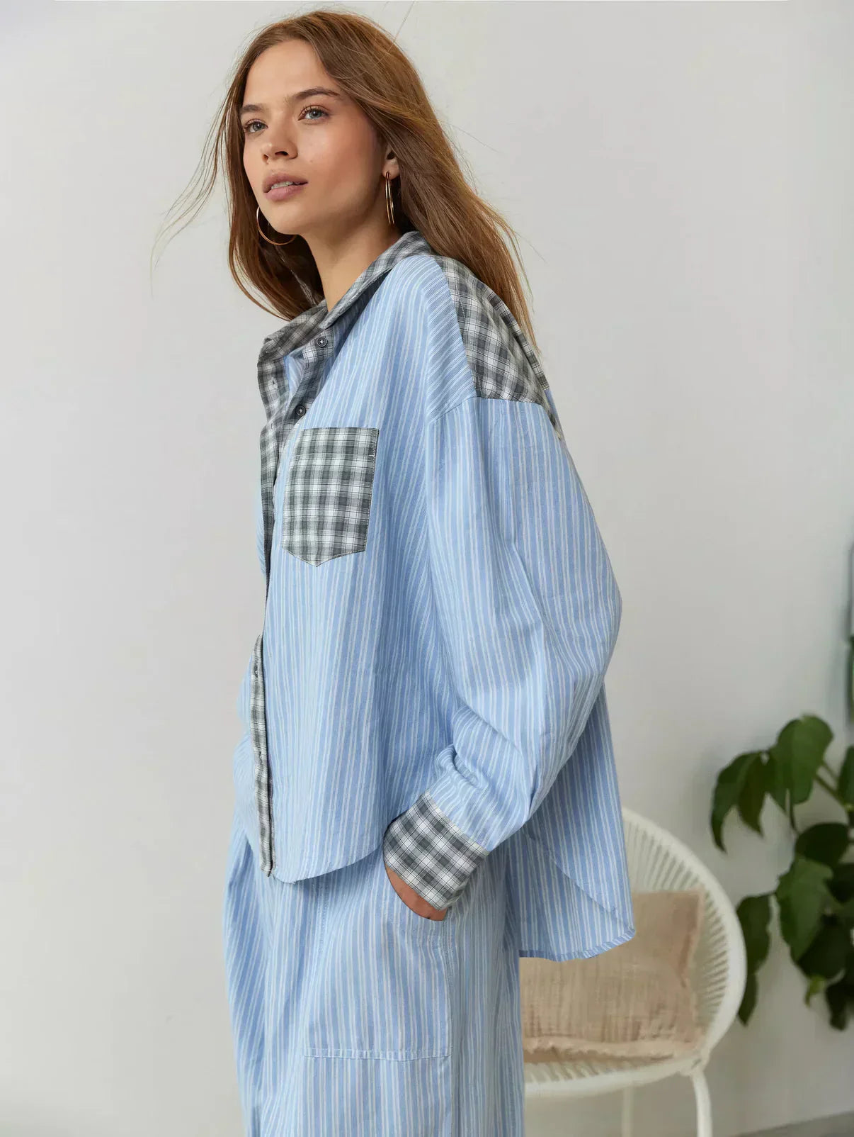 Women's Relaxed Fit 2-Piece Pyjama Set | Long Sleeve Button Shirt & Trousers for Sleeping, Lounging & Casual Mornings at Home