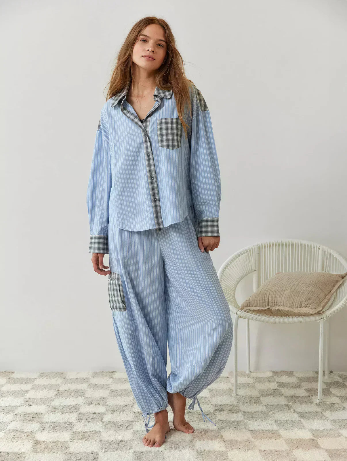 Women's Relaxed Fit 2-Piece Pyjama Set | Long Sleeve Button Shirt & Trousers for Sleeping, Lounging & Casual Mornings at Home
