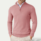 Men's Cashmere Pullover Jumper with Half Zip and Long Sleeves