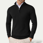 Men's Cashmere Pullover Jumper with Half Zip and Long Sleeves