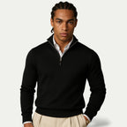 Men's Cashmere Pullover Jumper with Half Zip and Long Sleeves