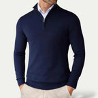 Men's Cashmere Pullover Jumper with Half Zip and Long Sleeves