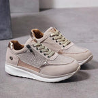 Orthopedic Walking Shoes for Women with Arch Support, Easy-On Side Zip Comfort Rocker Sneakers