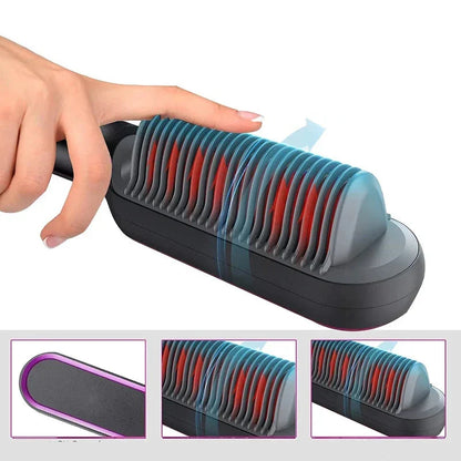 2-in-1 Hair Straightening & Curling Brush | Tourmaline Ceramic, Adjustable Heat Settings for All Hair Types