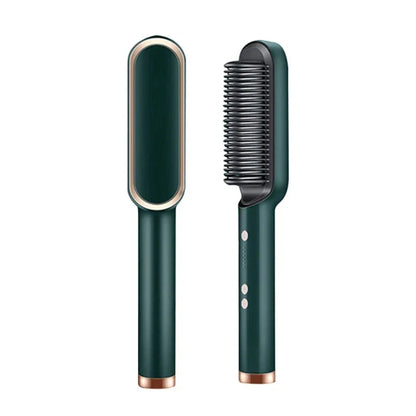 2-in-1 Hair Straightening & Curling Brush | Tourmaline Ceramic, Adjustable Heat Settings for All Hair Types