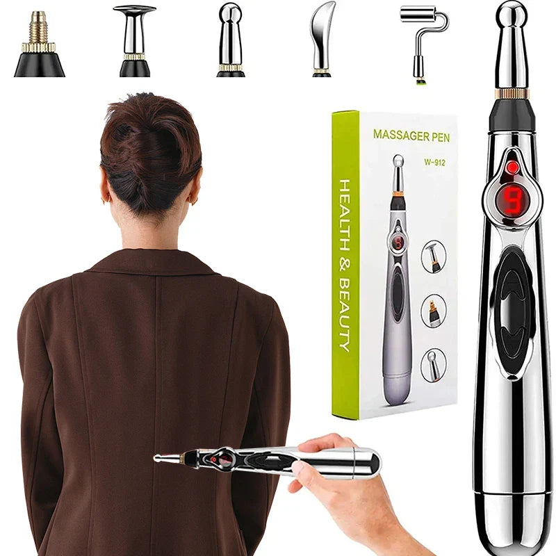 5-in-1 Electric Deep Tissue Massage Pen for Muscle Relaxation - 9 Gears Body & Back Massager for Tired Muscles - Ideal for Men & Women