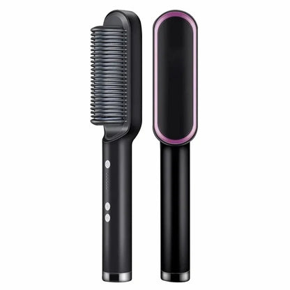 2-in-1 Hair Straightening & Curling Brush | Tourmaline Ceramic, Adjustable Heat Settings for All Hair Types