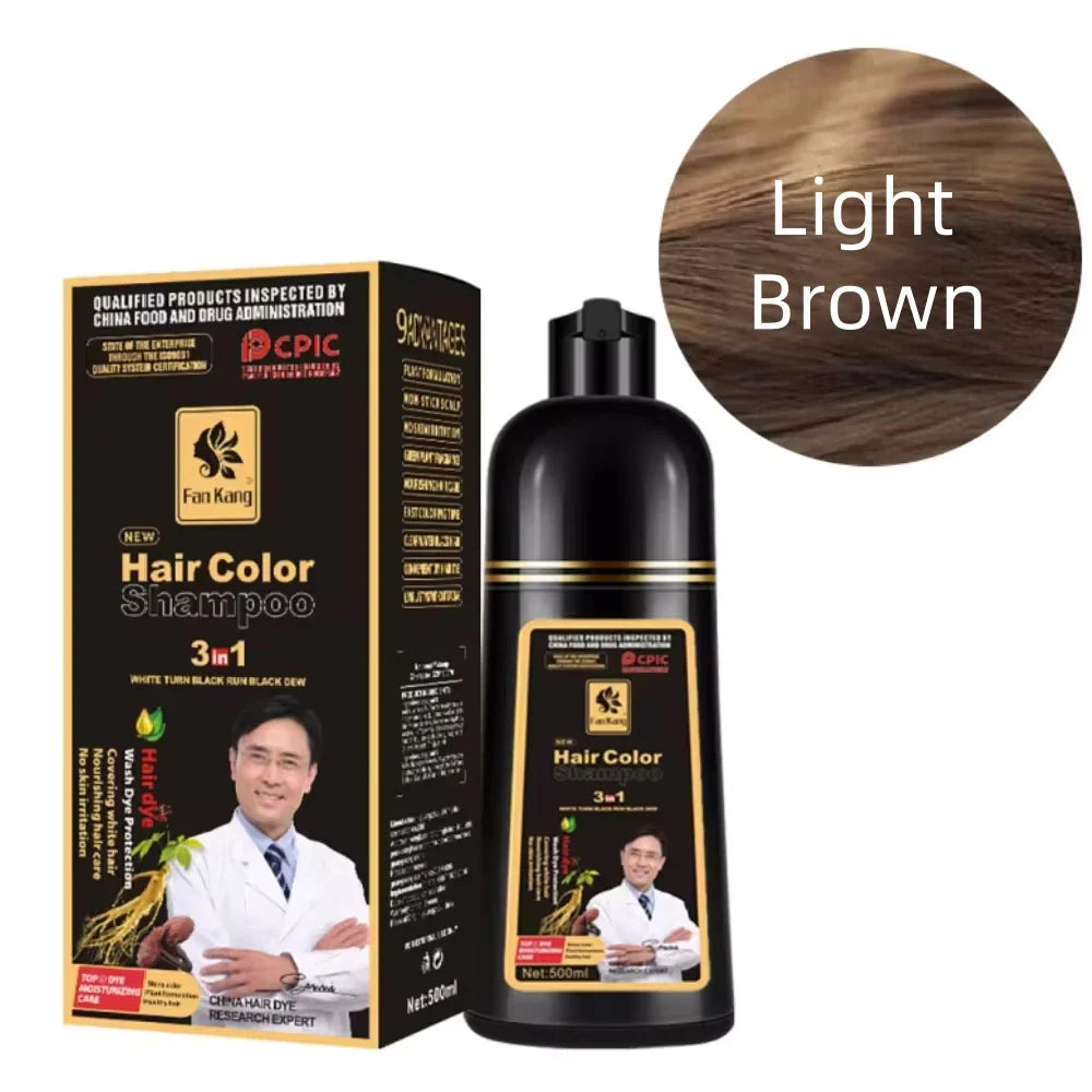 3-in-1 Black Hair Dye Shampoo for Men & Women - Long Lasting Natural Herbal Formula to Cover Gray & White Hair