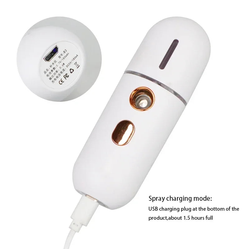 AetherMist™ | Mini Portable Humidifier & Nano Mister Facial Steamer Device for Hydrating Skin & Beauty Care