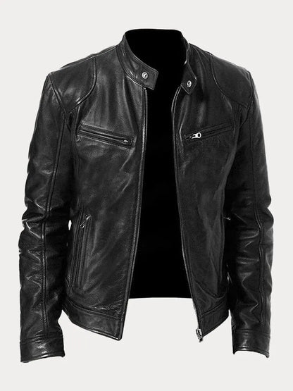 Men's Leather Jacket | Padded Lining, Adjustable Cuffs & Ideal for Casual and Formal Wear