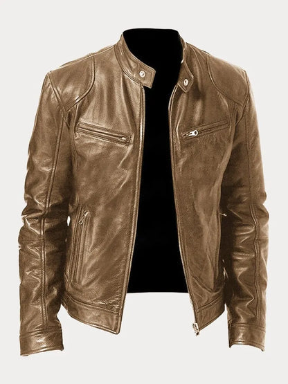 Men's Leather Jacket | Padded Lining, Adjustable Cuffs & Ideal for Casual and Formal Wear