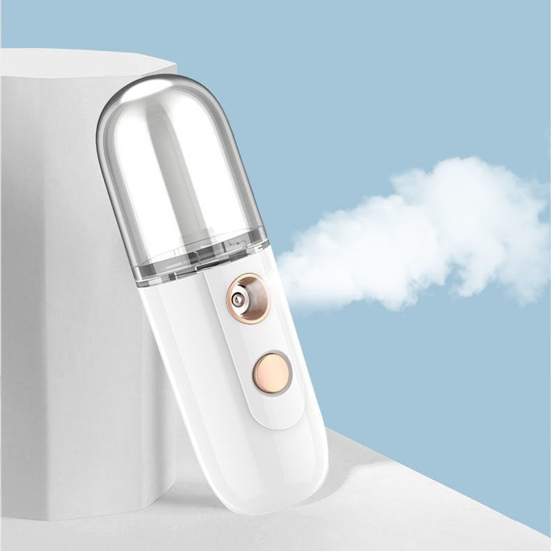 AetherMist™ | Mini Portable Humidifier & Nano Mister Facial Steamer Device for Hydrating Skin & Beauty Care