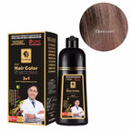 3-in-1 Black Hair Dye Shampoo for Men & Women - Long Lasting Natural Herbal Formula to Cover Gray & White Hair