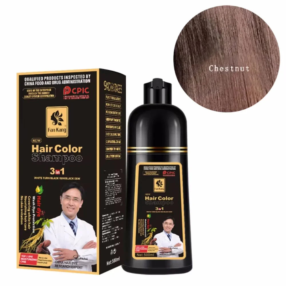 3-in-1 Black Hair Dye Shampoo for Men & Women - Long Lasting Natural Herbal Formula to Cover Gray & White Hair