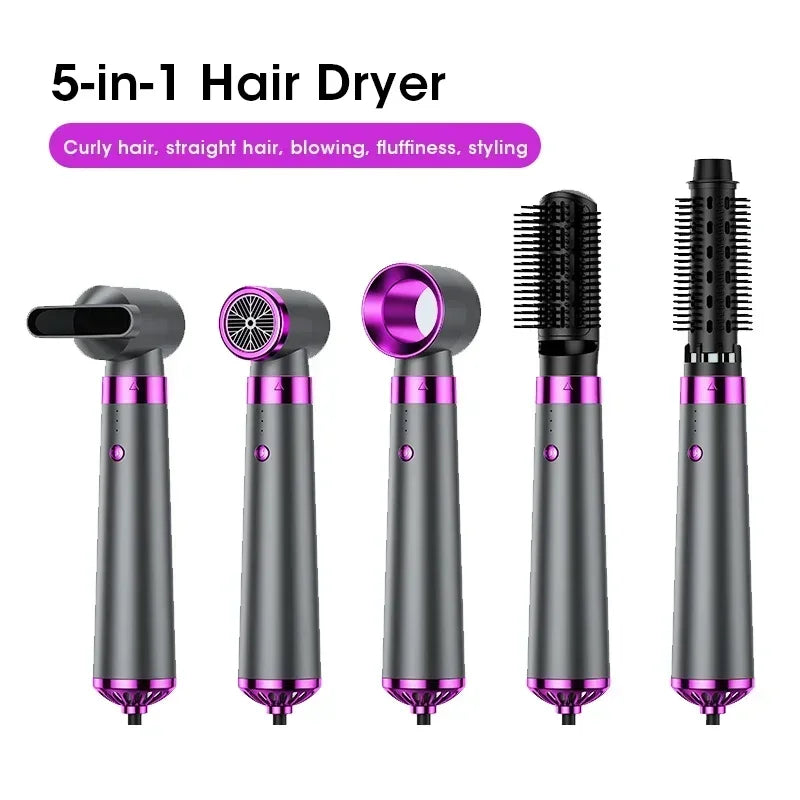 5-in-1 Negative Ion Hair Dryer and Hot Cold Air Styler Comb for Professional Hair Care and Fast Drying