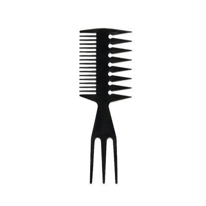 Wide Tooth Retro Oil Head Comb for Detangling Curly Hair - Professional Barber Fork Comb for Slicked Back Hairstyles
