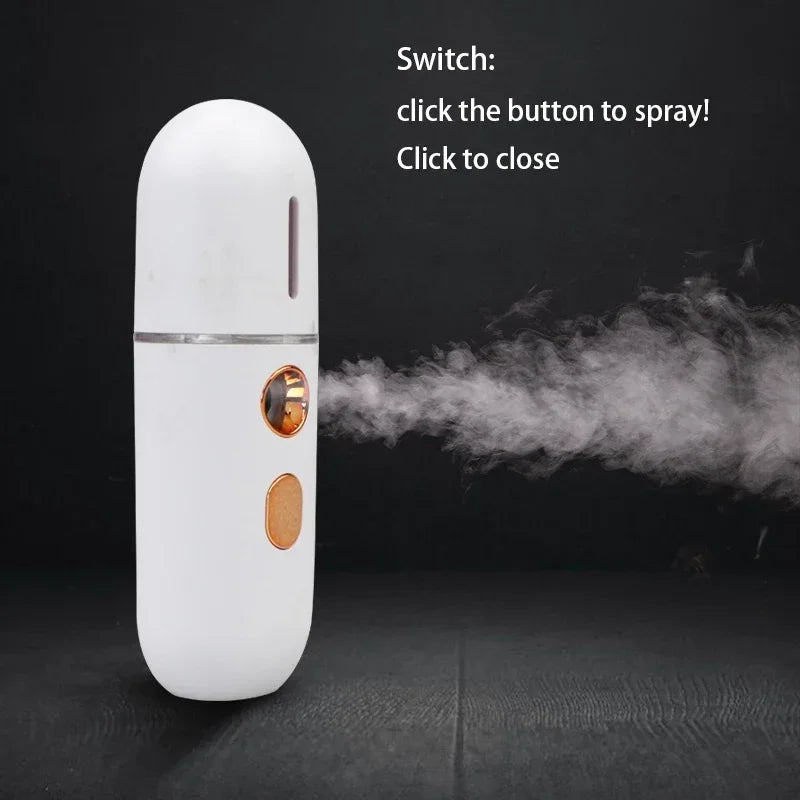 AetherMist™ | Mini Portable Humidifier & Nano Mister Facial Steamer Device for Hydrating Skin & Beauty Care
