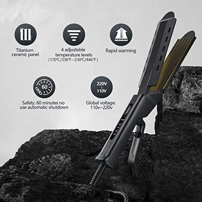 WaveCrafter™ | Professional Ceramic Electric Curling Iron with Corrugated Plates for Crimped Waves & Flat Styling