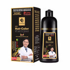 3-in-1 Black Hair Dye Shampoo for Men & Women - Long Lasting Natural Herbal Formula to Cover Gray & White Hair