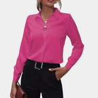Women’s Chiffon Blouse | Classic Folded Collar, Long Sleeves & Versatile for Office or Casual Wear