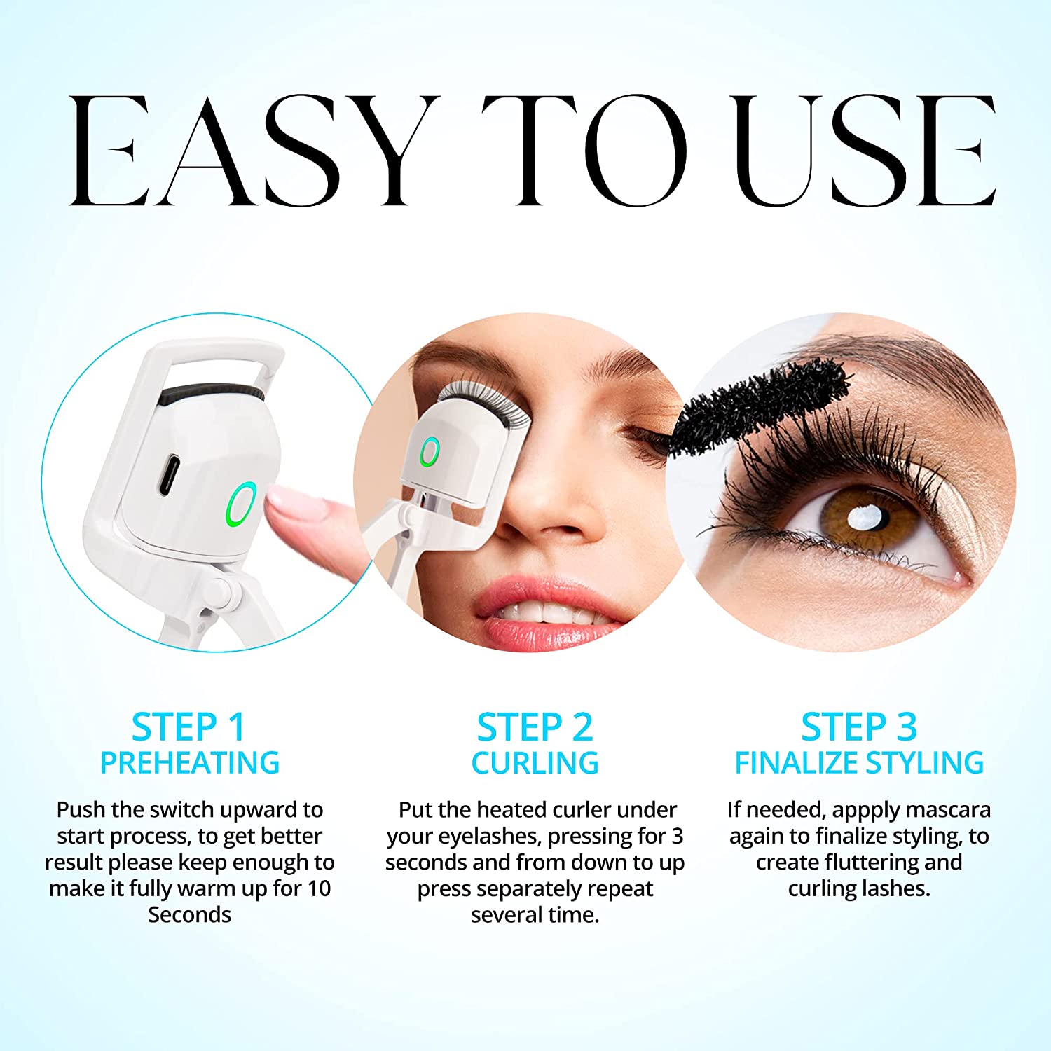 Electric Eyelash Curler - Best Heated Lash Curler with Quick Heating For Long-Lasting Results