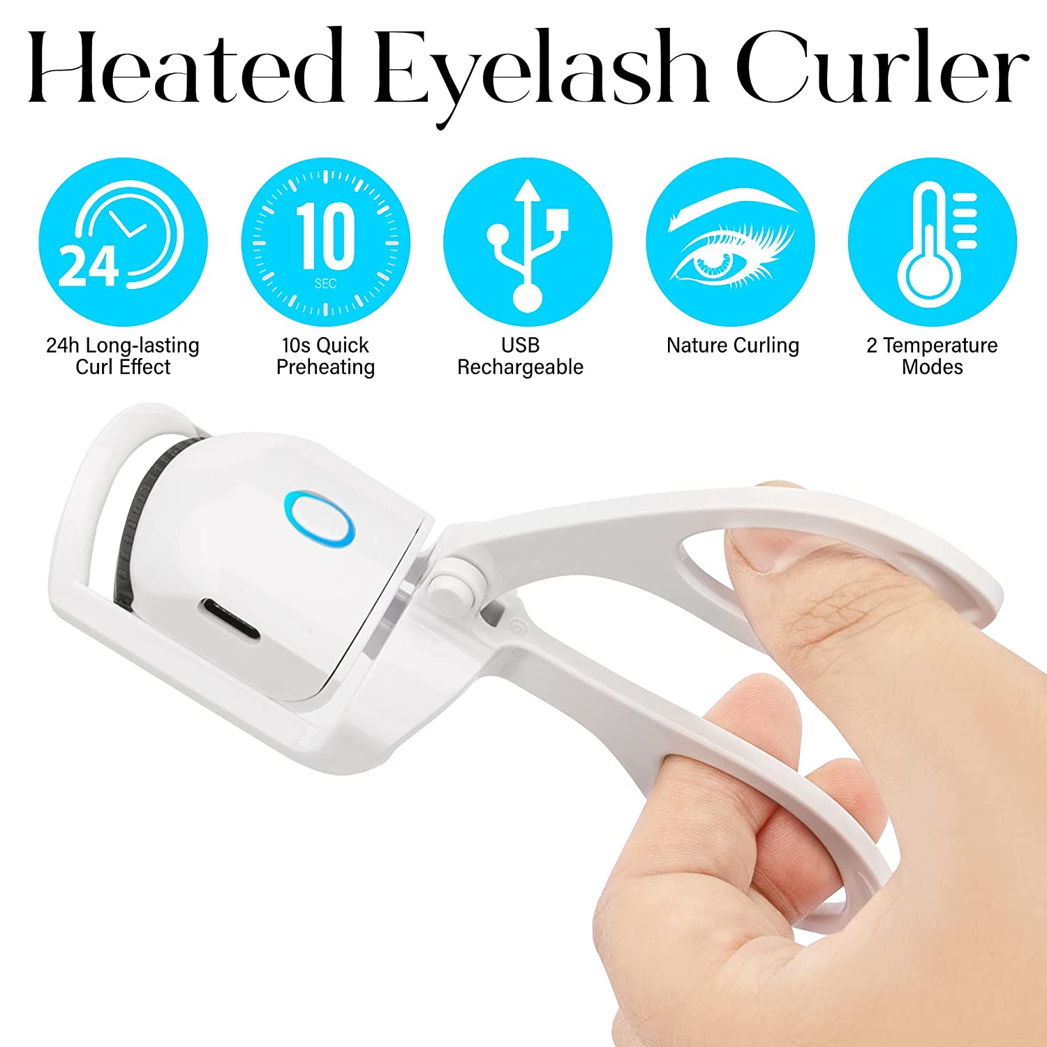Electric Eyelash Curler - Best Heated Lash Curler with Quick Heating For Long-Lasting Results