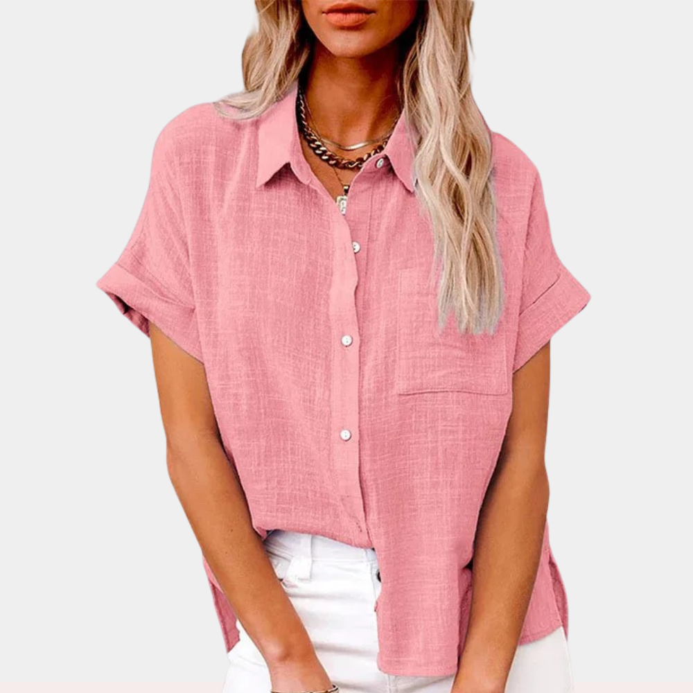 Lightweight Cotton-Linen Blouse | Breathable, Loose Fit & Ideal for Summer Wear