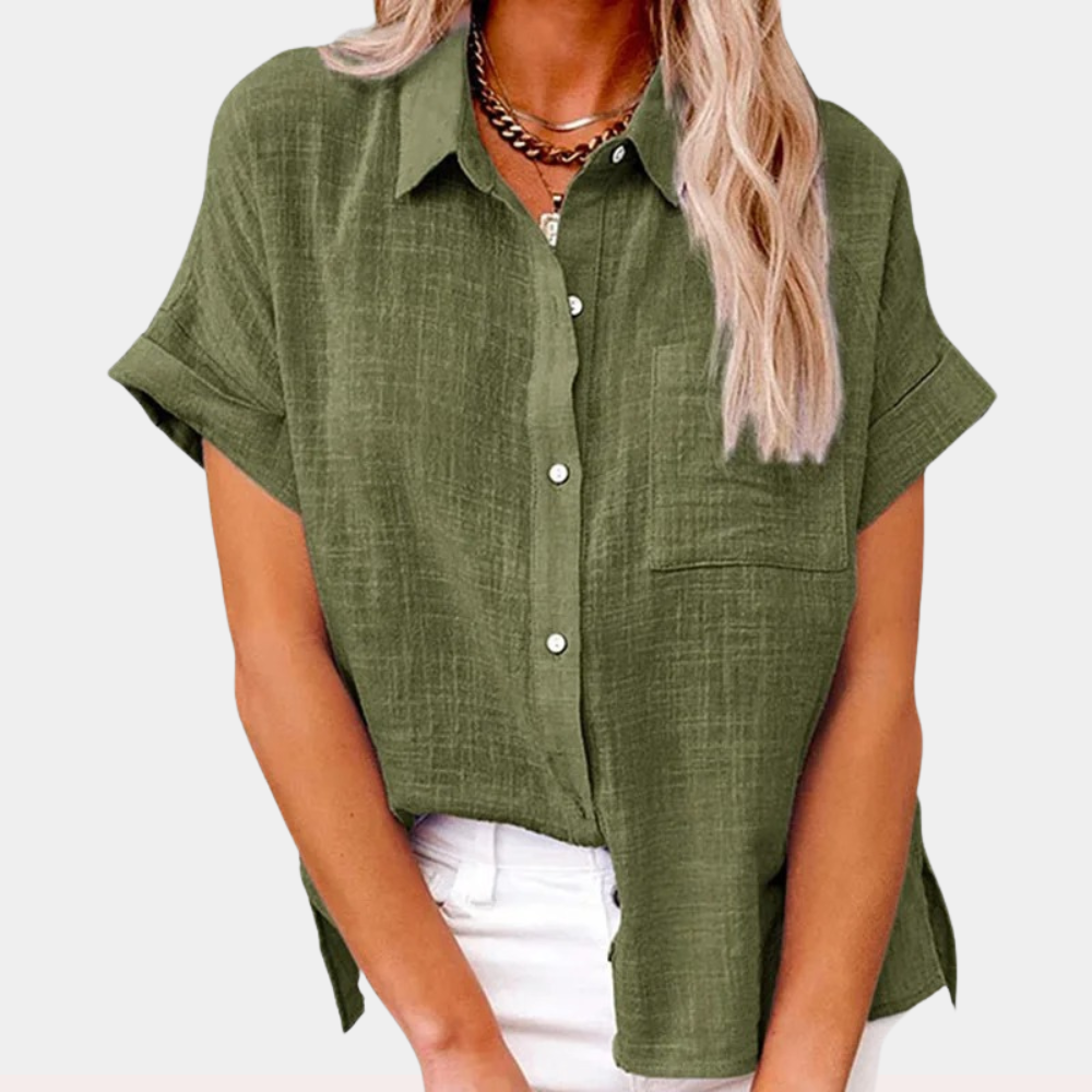 Lightweight Cotton-Linen Blouse | Breathable, Loose Fit & Ideal for Summer Wear