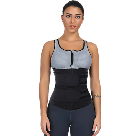 Women's Latex Waist Trainer | Double Compression Straps & Zipper for High-Intensity Workouts