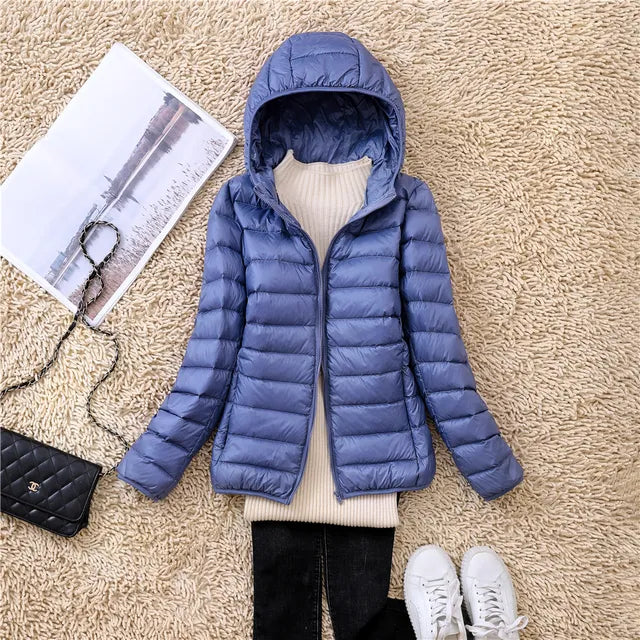 Ultra-Light Packable Down Jacket with Hood | Warm, Compact & Stylish for Winter Travel