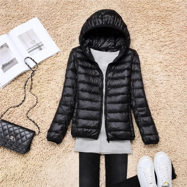 Ultra-Light Packable Down Jacket with Hood | Warm, Compact & Stylish for Winter Travel