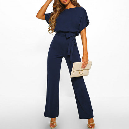 Women's Dark Blue Jumpsuit | Comfortable, Feminine & Ideal for Dining Out and Special Occasions