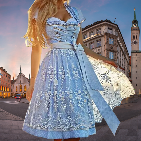 Oktoberfest Dirndl Dress | Classic Design with Adjustable Lacing for Folk Festivals and Traditional Occasions